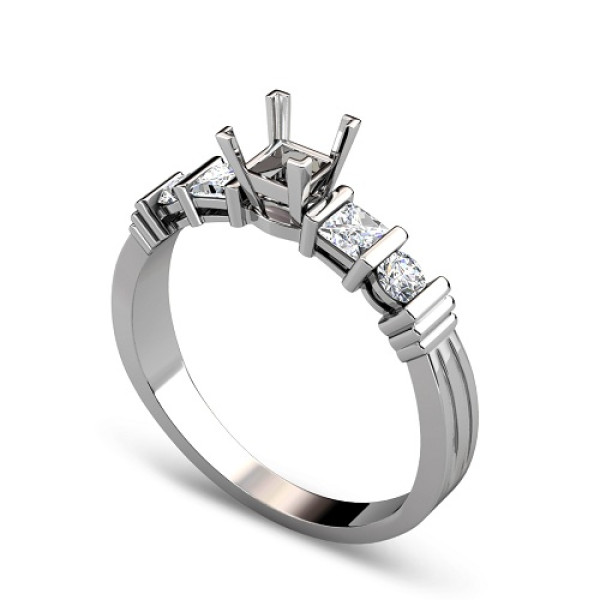 0.70CT Princess and Round Cut Diamonds Engagement Ring