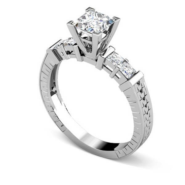 0.95CT Princess Cut Diamonds Engagement Ring