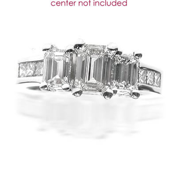 1.20CT Emerald and Princess Cut Diamonds Engagement Ring