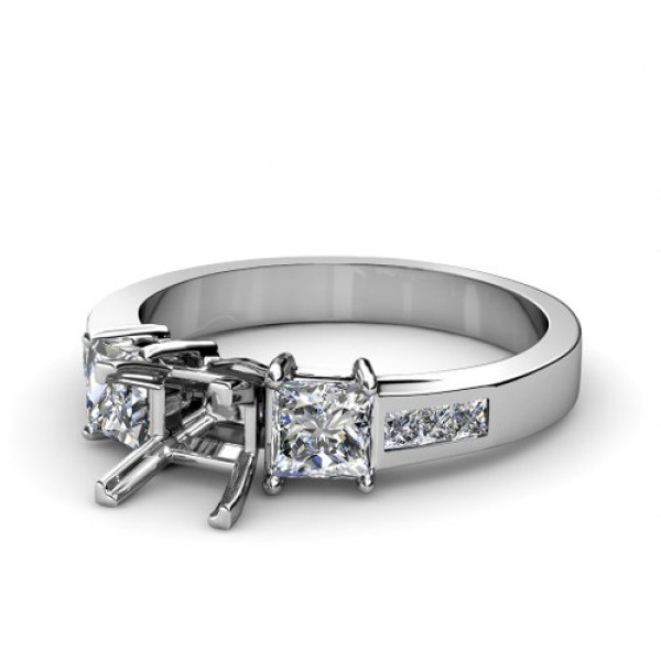 0.85CT Princess Cut Diamonds Engagement Ring