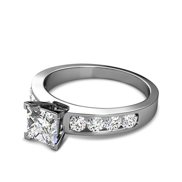 1.15CT Princess and Round Cut Diamonds Engagement Ring