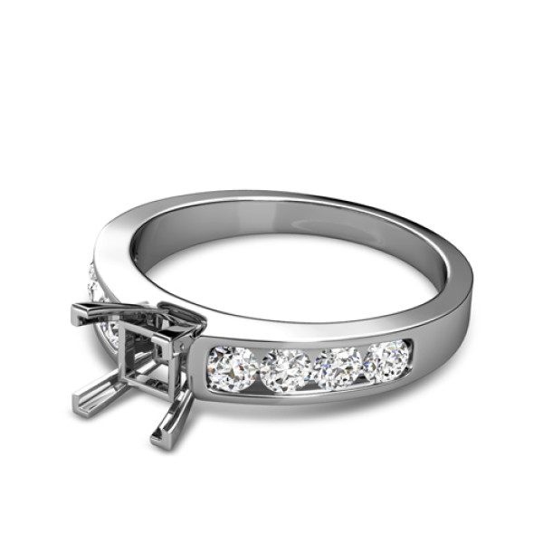 0.80CT Princess and Round Cut Diamonds Engagement Ring