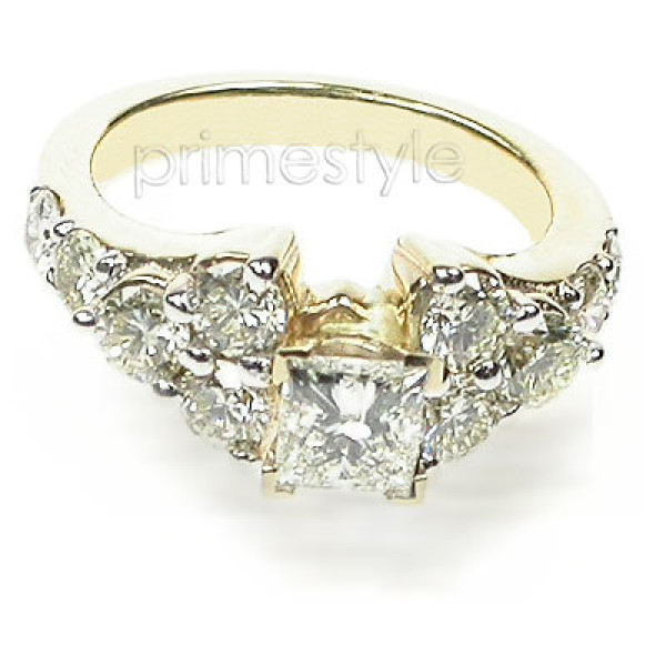 1.40CT Princess and Round Cut Diamonds Engagement Ring