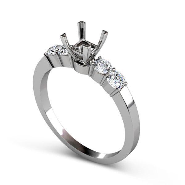 0.60CT Princess and Round Cut Diamonds Engagement Ring