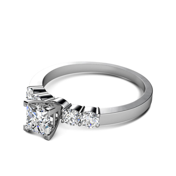 0.95CT Princess and Round Cut Diamonds Engagement Ring