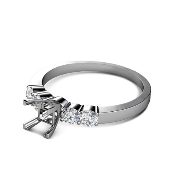 0.60CT Princess and Round Cut Diamonds Engagement Ring