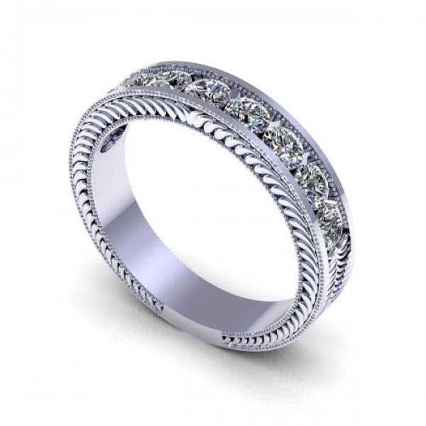 1.25CT Round Cut Diamond Wedding Band
