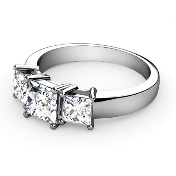0.90CT Princess Cut Diamonds Three Stone Ring