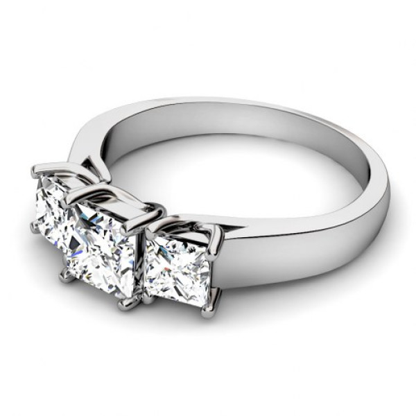 0.90CT Princess Cut Diamonds Three Stone Ring