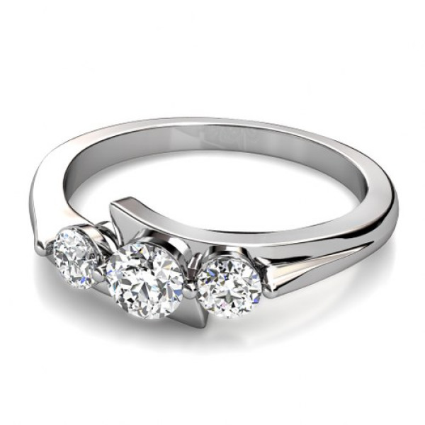 0.85CT Round Cut Diamonds Three Stone Ring