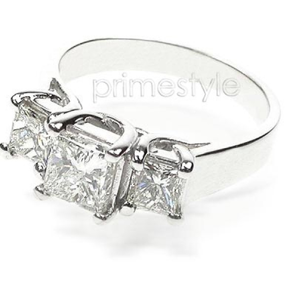 1.40CT Princess Cut Diamonds Three Stone Ring