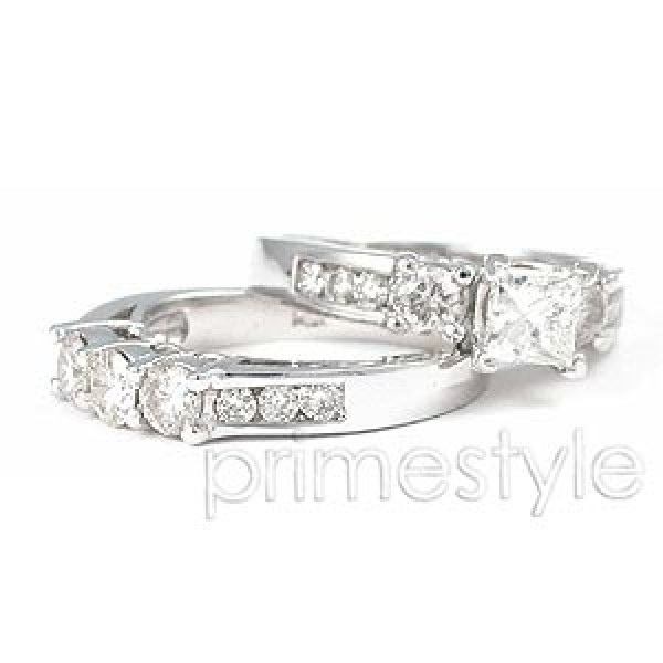 2.15CT Bridal Set with Princess and Round Cut Diamonds 