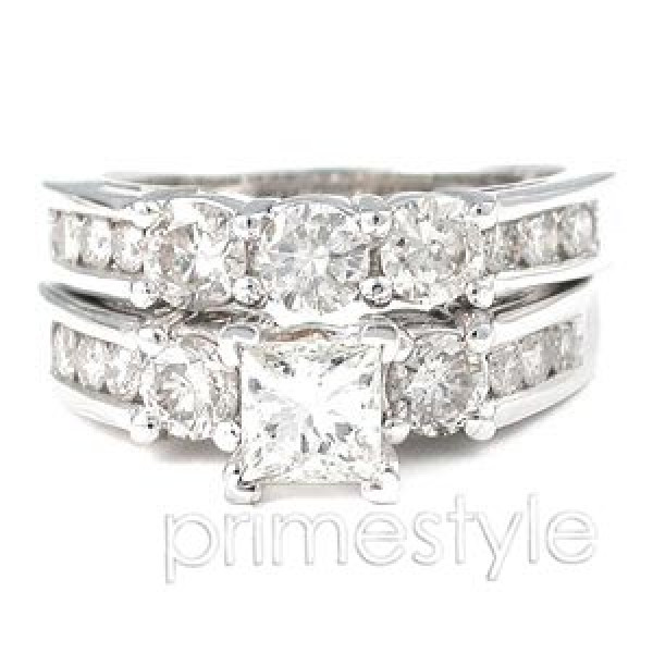 2.15CT Bridal Set with Princess and Round Cut Diamonds 