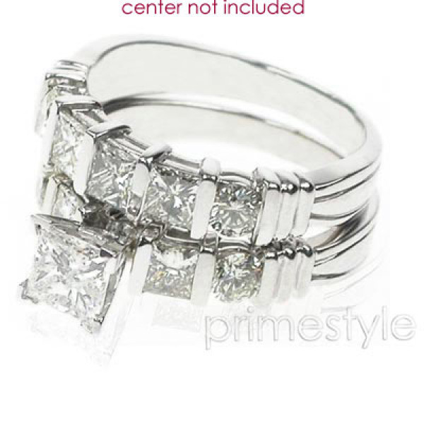 1.55CT Princess and Round Cut Diamond Bridal Set 