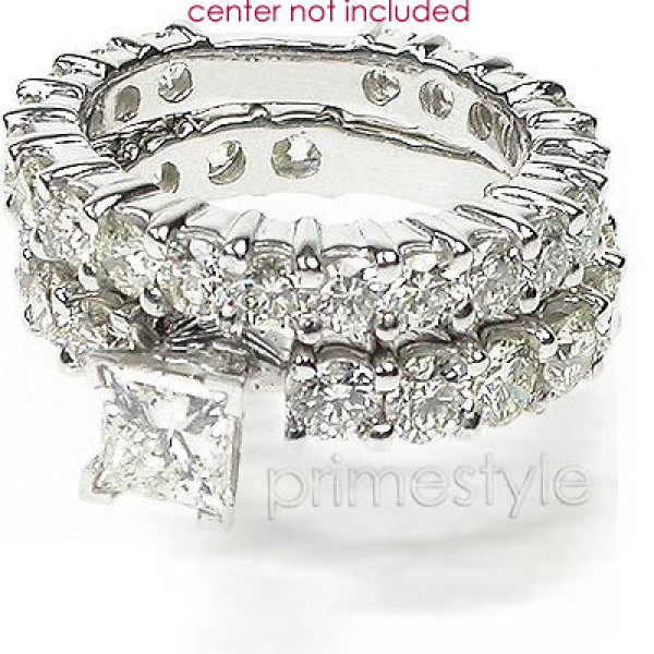 5.30CT princess and round Cut Diamonds Bridal Set
