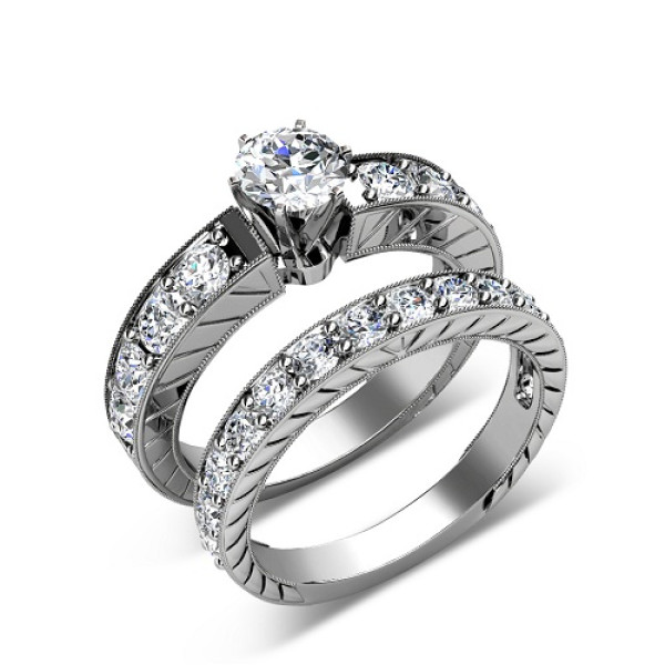 round Cut Diamonds - 1.80CT Total Weight Bridal Set
