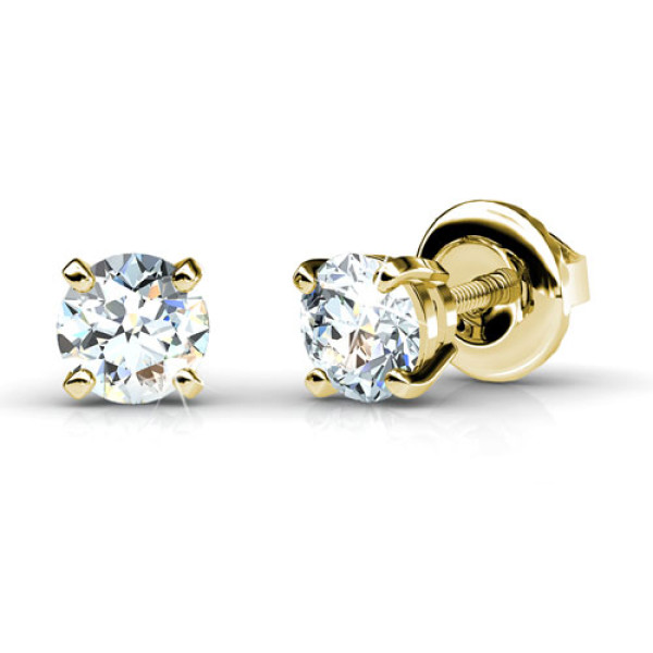 Diamond Stud Earrings with 0.25CT Total Weight and 14KT Yellow Gold Setting