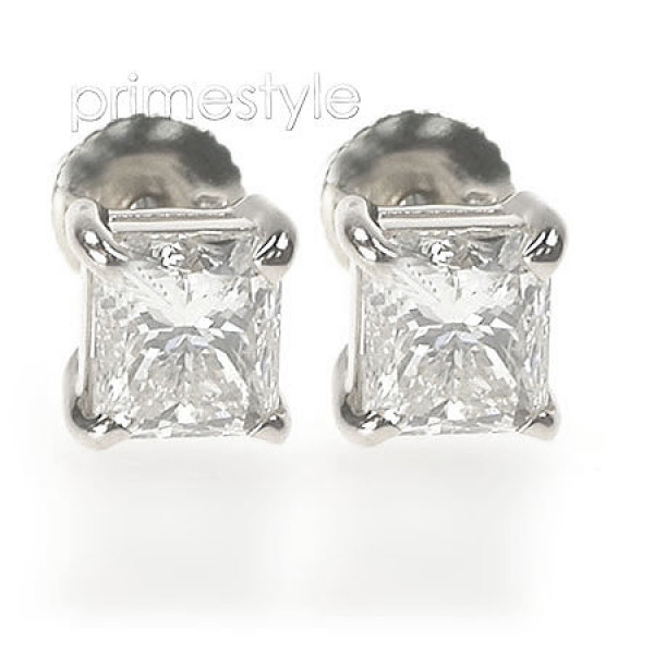 Radiant Cut 0.25CT Diamond Stud Earrings Set In 14KT White Gold