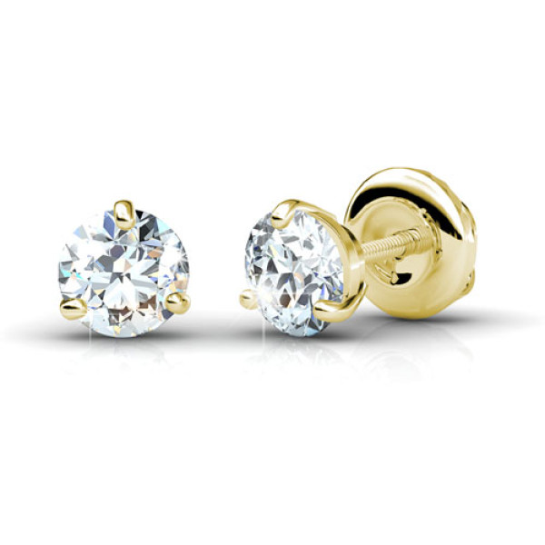 Diamond Stud Earrings with 0.25CT Total Weight In 14KT Yellow Gold Setting