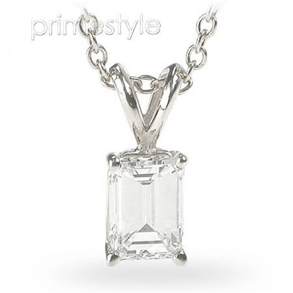 0.25CT Emerald Cut Diamond Solitaire Pendant