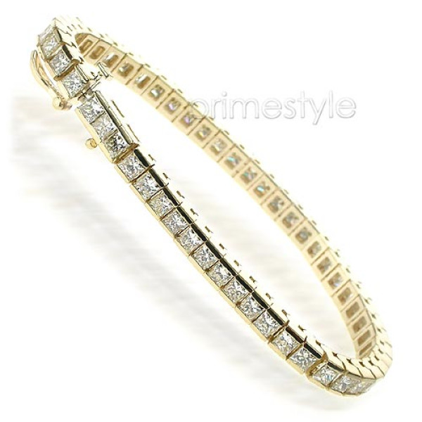 Princess Cut 3.80CT Diamonds Tennis Bracelet In 14KT