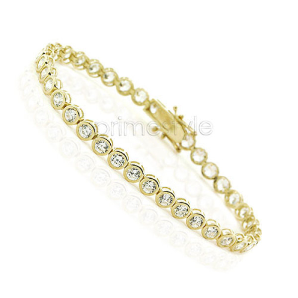 Tennis Bracelet - 14KT Yellow Gold 2.10CT Round Cut Diamonds 