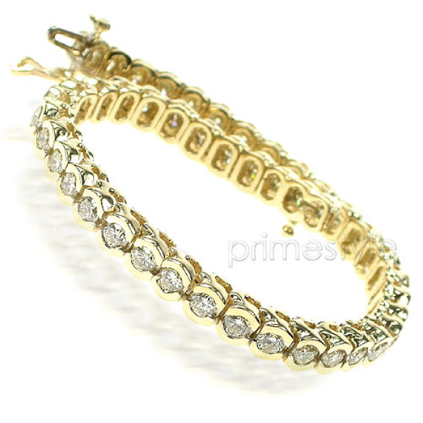2.00CT Round Cut 14KT Yellow Gold Diamonds Tennis Bracelet