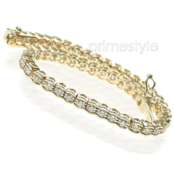 2.00CT Round Cut 14KT Yellow Gold Diamonds Tennis Bracelet 