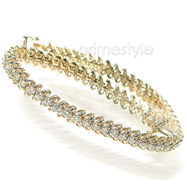 14KT Yellow Gold 1.00CT Round Cut Diamonds Tennis Bracelet