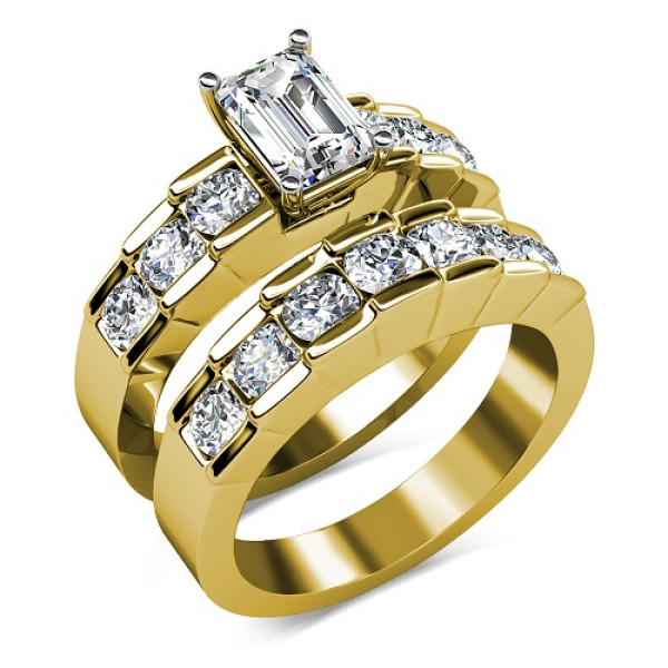 1.85CT Bridal Set with Princess & Round Cut Diamonds 