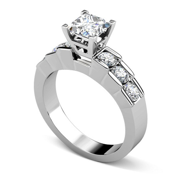 1.20CT Princess and Round Cut Diamonds Engagement Ring