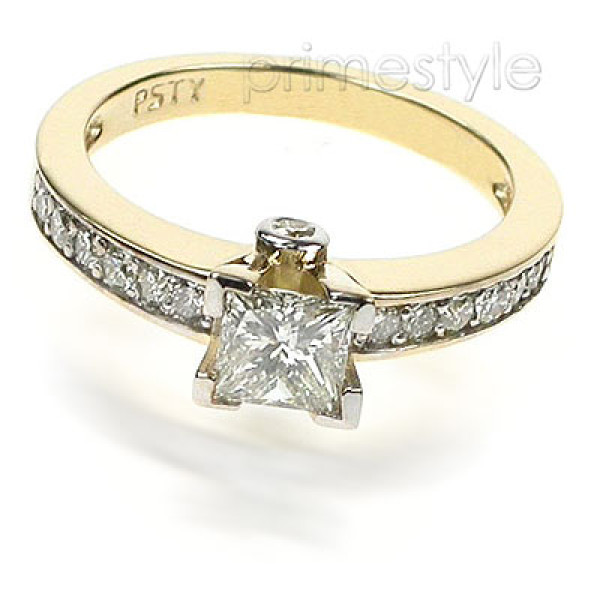 1.80CT Princess and Round Cut Diamond Engagement Ring