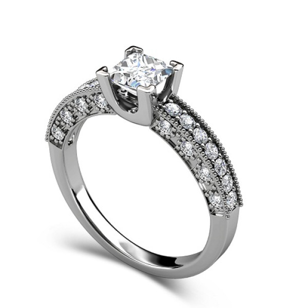 1.60CT Princess and Round Cut Diamonds Engagement Ring