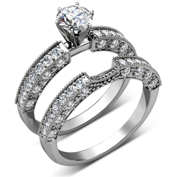 1.45CT Round Cut Diamond Bridal Set 