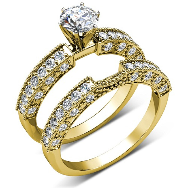 1.45CT Round Cut Diamond Bridal Set 