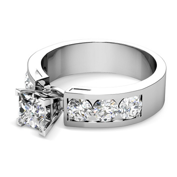1.85CT Princess and Round Cut Diamonds Engagement Ring