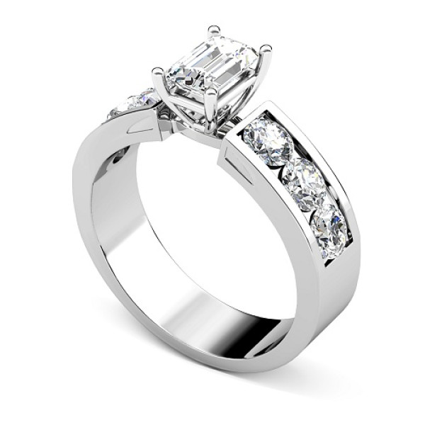 1.85CT Emerald and Round Cut Diamonds Engagement Ring