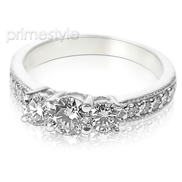 1.30CT Round Cut Diamonds Three Stone Ring
