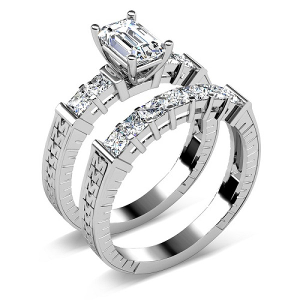Wedding Band and Engagement Ring - 1.75CT Diamond Bridal Set 