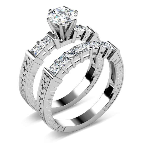 Wedding Band and Engagement Ring - 1.75CT Diamond Bridal Set 