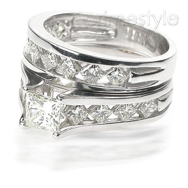 Princess Cut Diamond Bridal Set with 2.50CT Total Weight 