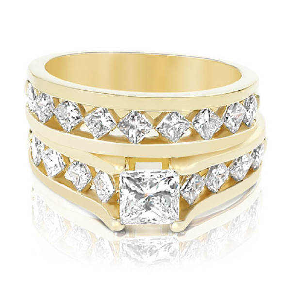 Princess Cut Diamond Bridal Set with 2.50CT Total Weight 