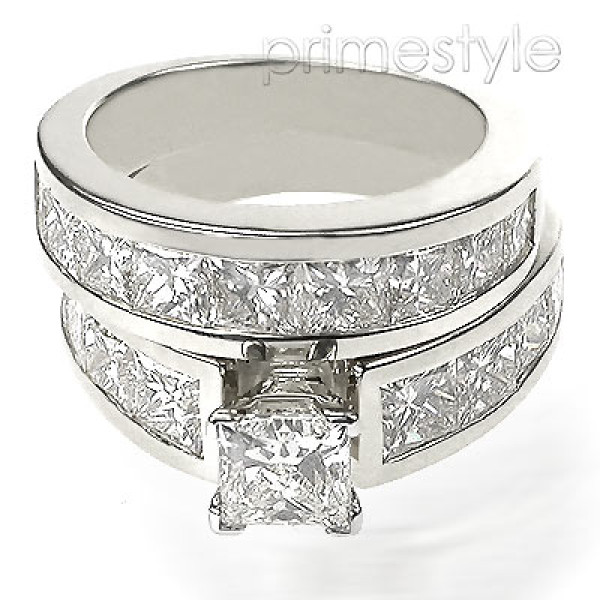 6.00CT Princess Cut Diamond Bridal Set 