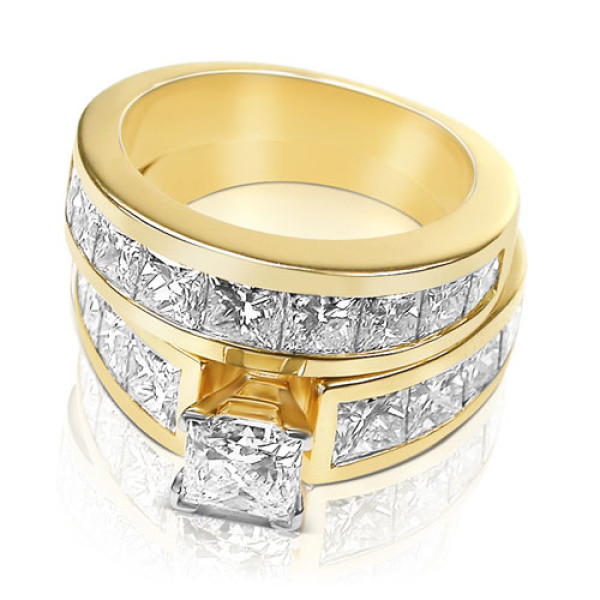 6.00CT Princess Cut Diamond Bridal Set 