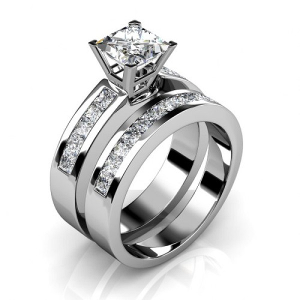 Diamond Bridal Set with 2.15CT Princess Cut Diamonds