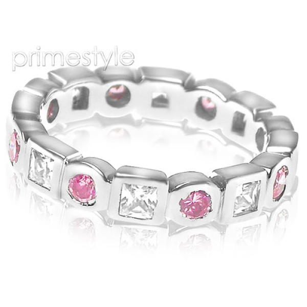 1.65CT Round and Princess Cut Diamonds and Pink Sapphires Eterni
