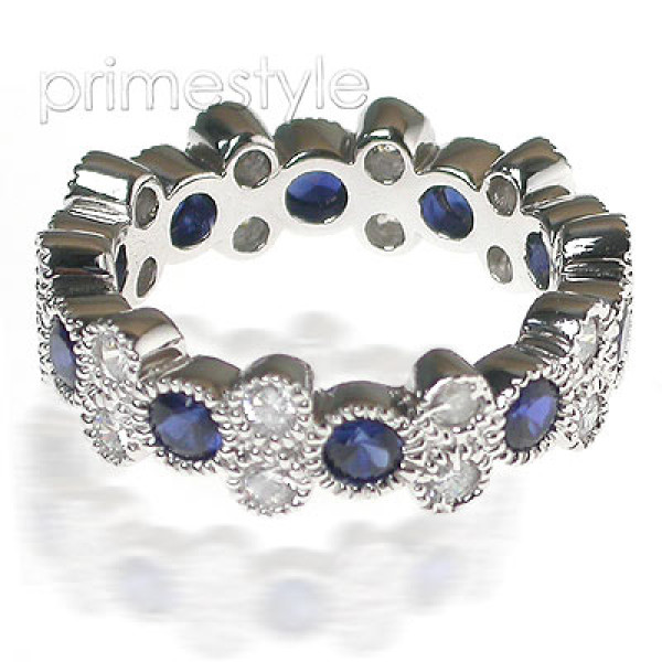 1.90CT Round Cut Diamonds and Sapphires Eternity Band