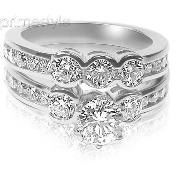 2.30CT Round Cut Diamonds Engagement Ring and Wedding Band 