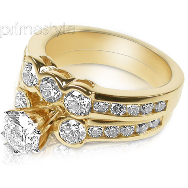 2.30CT Round Cut Diamonds Engagement Ring and Wedding Band 