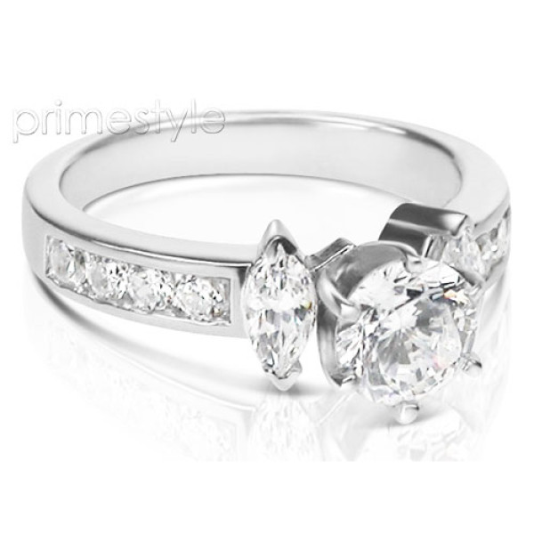 1.20CT Round and Marquise Cut Diamonds Engagement Ring